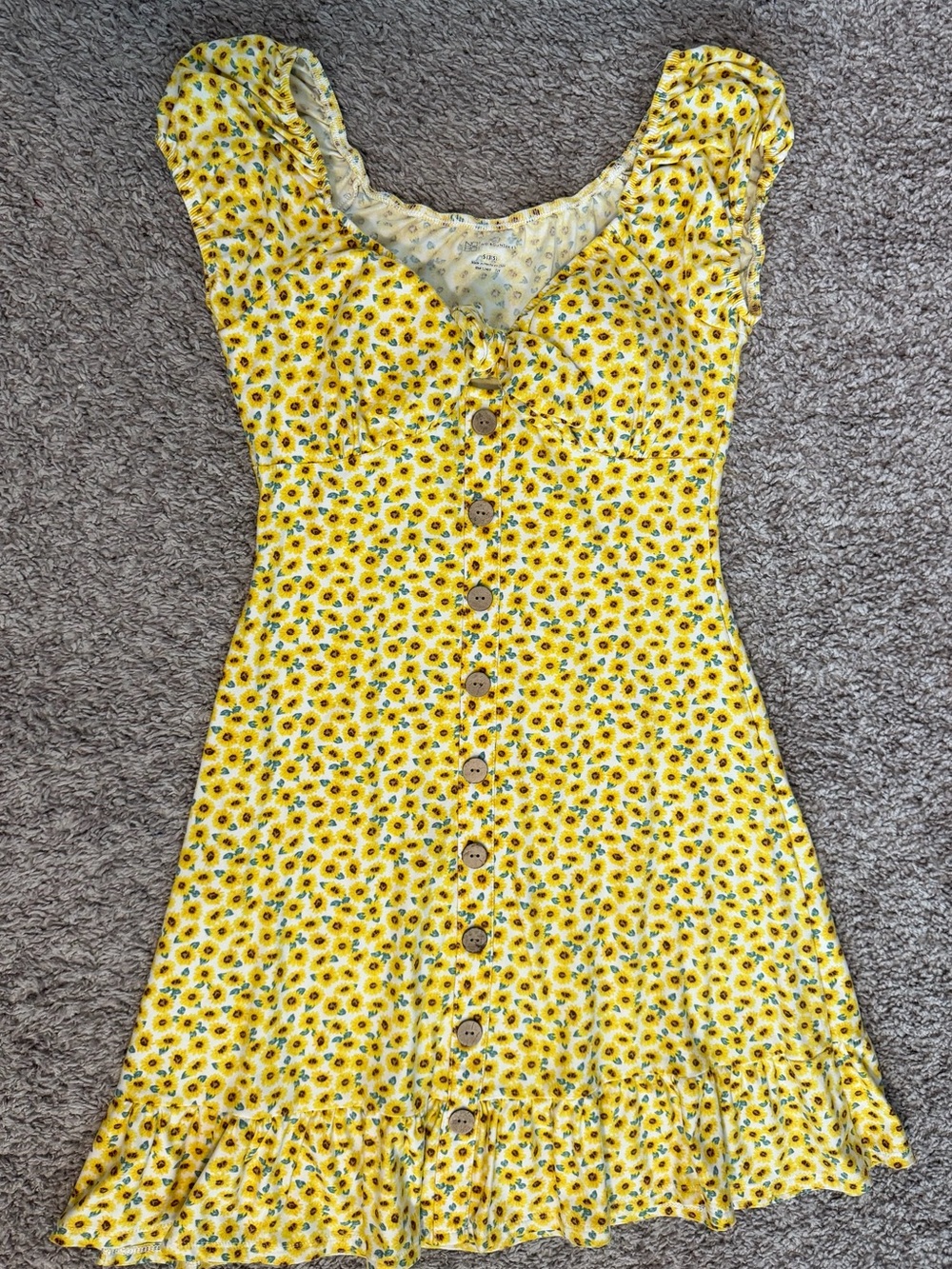 No Boundaries Yellow Sunflower Print Mini Dress